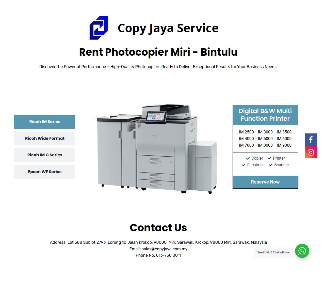 Copyjaya Printer Rental & Sales Website